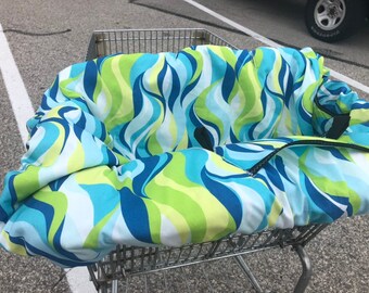 Shopping Cart cover  for boy or girl.....Boho Boutique Wave Fancy Teal.... Michaelmooodesign