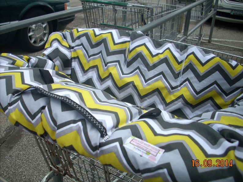 Shopping Cart cover for boy or girl.....Citron Chevron by Michael Miller image 4