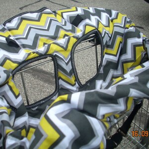 Shopping Cart cover for boy or girl.....Citron Chevron by Michael Miller image 2
