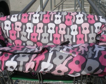 Shopping cart cover for girl  Boutique Shopping Cart Cover.....Groovy Guitars Blossom Pink