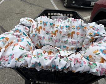 Shopping Cart cover  for boy or girl..... Animal Farm by michaelmooodesign