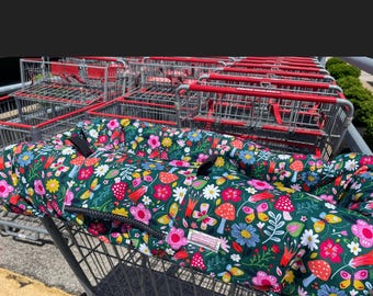 Shopping Cart cover  for boy or girl..... Mushroom Floral for twins by Michaelmooodesign