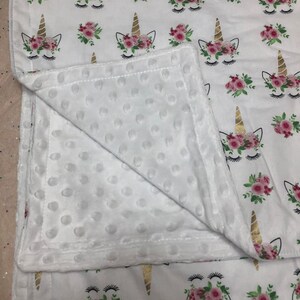 Blanket Security Blanket...Minky Unicorns...Ready to mail.