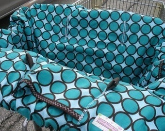 Boutique Shopping Cart Cover LAGOON ring dot TURQUOISE Shopping Cart Cover