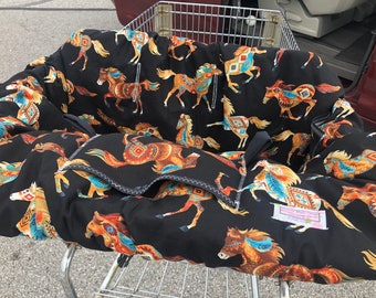 High Chair Cover Shopping Cart cover  for boy or girl..... Out West Horses. Michaelmooodesign