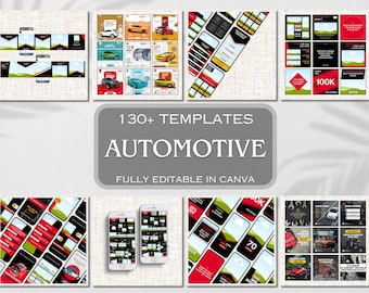 Automotive Social Media Templates: Car Repair, Dealership, Detailer (Canva Editable, 130+ Posts & Stories)