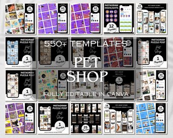Pet Shop Canva Template Bundle: Social Media Kit for Pet Businesses