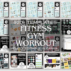 Fitness Gym Social Media Templates | Editable Canva Bundle | Instagram Post, Story, Reel, Flyer for Workout & Fitness Brands