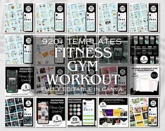 Fitness Social Media Templates: Gym & Workout Canva Bundle (Digital Download