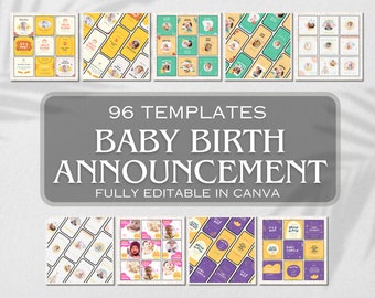 Editable Baby Birth Announcement Templates: Canva Instagram Posts (Digital Download)