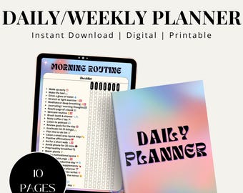 Digital Daily & Weekly Planner – Rainbow Self Care Journal | Editable Canva Template | iPad, Goodnotes, Printable PDF
