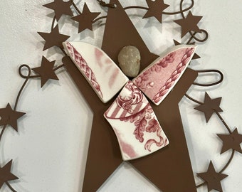 ANGEL Ornament created with slices of USMA china  on a Rusty Star