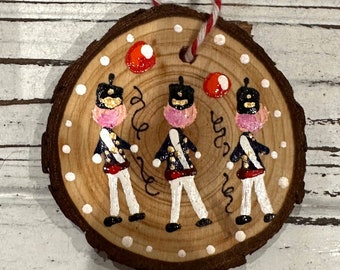 Hand-Painted Ornament - Trio of Male Cadets with two Red Balloons
