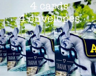 THANK YOU ... Vintage Army MULE Toy Note Cards - 4 Pack - Blank Inside - Featuring Photography by Amy Elise Havern