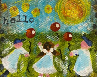 HELLO original painting 4x4