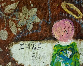 LOVE - Angel Painting with TEXTURED Elements 6x6