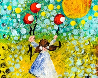 I LOVE BALLOONS original painting 4x4