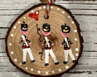 Hand-Painted Ornament - Trio of Male Cadets with a little Red Heart Balloon