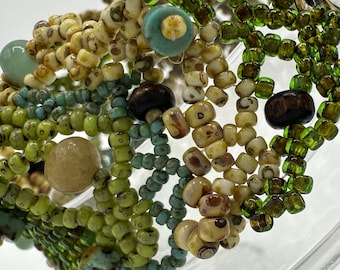 Freeform Peyote Stitch Bracelet: Earthy Tone Beaded Sculpture (Size S)