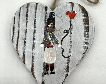 Heart Ornament with a little CADET Ornament - Gift Tag - Wine Bottle Tag