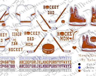 Hockey Themed SVG PDF Digital Files Laser Cut Files for Laser Machine Glowforge Dremel LC40 Cricut Jersey Skate Puck - Player Fan Coach Gift