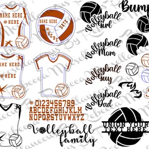 Digitale SVG-bestanden met volleybalthema Lasergesneden plotterbestanden voor Glowforge LC40 Cricut Jersey Bump Set Spike Player gepersonaliseerde bonusbestanden