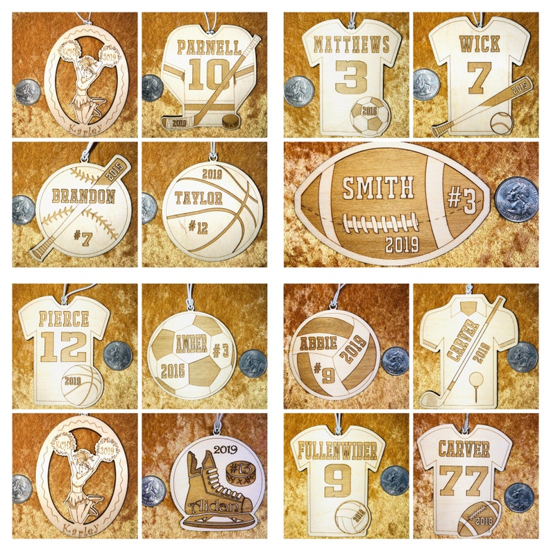 Sports Jersey Personalized Laser Wood Ornament Football Etsy