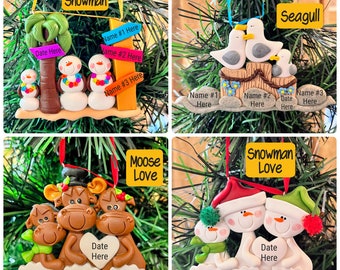 Family of 3 Orca Gnome Moose Gingerbread Snowman Bear Puffin Eagle Salmon Eskimo Otter Seagull+ Polymer Clay PERSONALIZED Christmas ORNAMENT