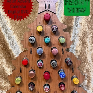 Calendario de adviento para adultos con temática de árbol de Navidad Tipsy Tree Mini Shooter Archivos de corte láser digitales SVG para madera de 1/8" de espesor Moosellaneous de Rebecca