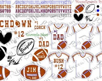 Football Themed SVG Digital Files Laser Cut Files for Laser Machine Glowforge Dremel LC40 Cricut - Foot Ball Sports Jersey Coach Gift