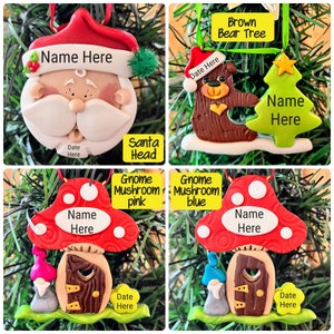 Polar Bear Salmon Santa Cardinal Snow Angel Walrus, Elf Alaska Moose Eskimo Gnome or Snowman PERSONALIZED Polymer Clay Christmas Ornament