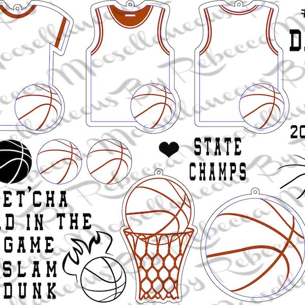 Basketball Themed SVG Digital Files Laser Cut Files for Glowforge LC40 Cricut Basket Ball Jersey Ball Hoop Player Coach Gift Bonus Files