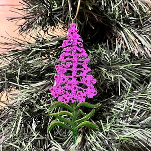 GORGEOUS Fireweed Ornament Made in Alaska, USA Moosellaneous By Rebecca Bush Hand Painted Wood OOAK Beautiful Pink Fuchsia    Wildflower