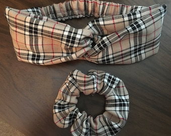 Burberry Vintage Plaid Padded Headband Vintage Burberry Head Band, Plaid Hair Accessory, English  main image 3
