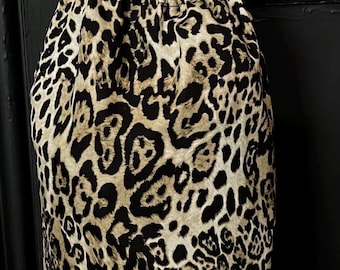 Handmade Leopard Print fabric Plastic shopperBag storage Dispenser kitchen larder birthday Mother’s Day Father’s Day Christmas gift utility