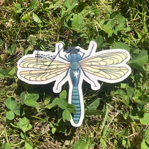 blue dragonfly bug sticker | bedhead