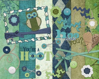 Hoo Loves You Digital Scrapbooking Kit