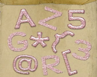 Pink Glitter Digital Scrapbooking Alphabets