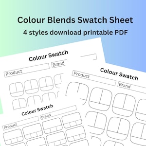 Colour Swatch Sheet PDF Printable Download | Colouring Swatch Pencils Pens | Color Test | Blending | Blend Practice | Swatching | 4 styles