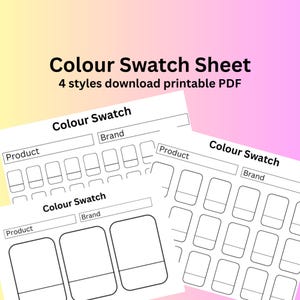 Muestrario de colores en PDF • Probador de patrones para lápiz y bolígrafo • Tabla de práctica de mezcla y textura para artistas