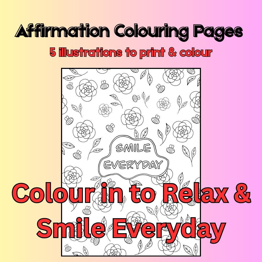 Affirmation Coloring Pages • Floral Mindfulness Illustrations PDF ...
