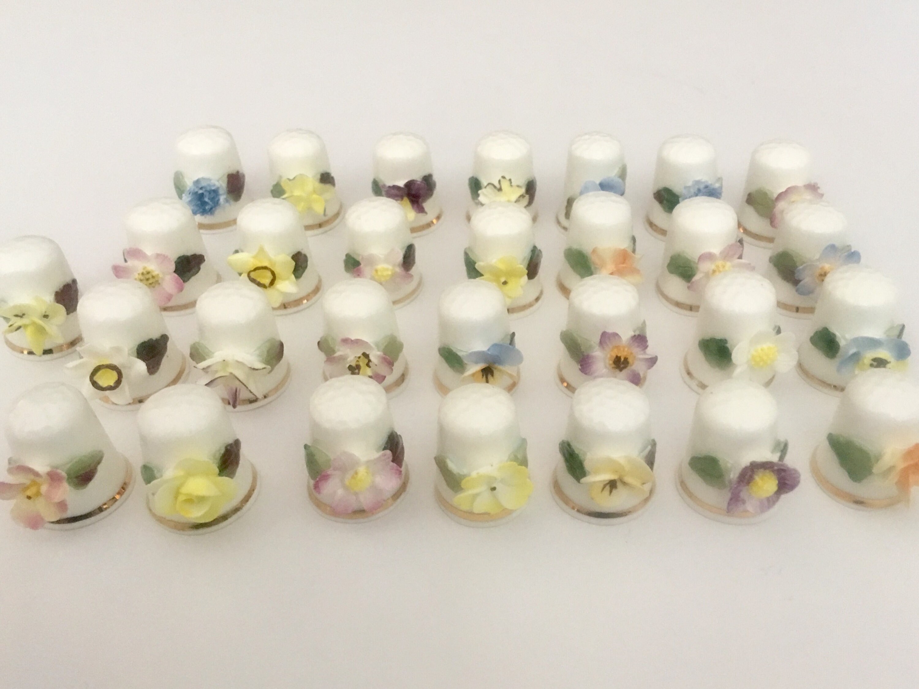 Bone China Thimbles Made in England Flower Thimbles Vintage Etsy