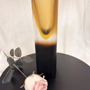 Handmade Italian Glass Vase - By Vivarini Murano - Brown, Tall