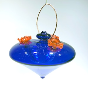 Hand‑Blown Cobalt Blue Hummingbird Feeder | Borosilicate Glass & Copper | Spring | Mother's Day gift