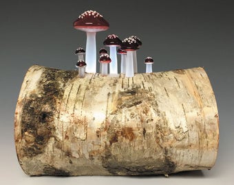 Birch Mushroom Log Lamp