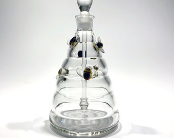 Beehive perfume bottle // Nature Decor // Bee Art // Nature Gift // Bumble Bee Glass
