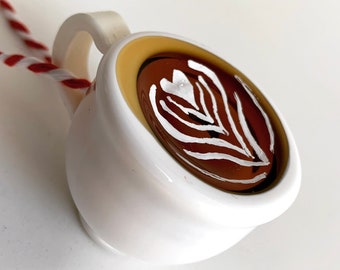 Latte Art Ornament | Foodie gift | Coffee Lover | hand blown glass