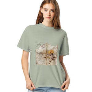 Camiseta unisex con carta de amor, camiseta moderna con carta de amor, linda camiseta vintage con carta de amor, camiseta vintage, camiseta unisex con diseño vintage