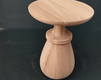 Handcrafted Turned Iroko Wood Coffee Table, Unique Rustic Centerpiece for Living Room, Elegant, Handmade Furniture, Customizable Table