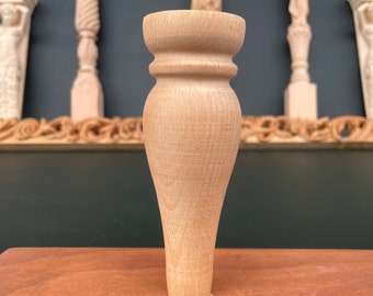 English Countery Round Bun Legs For Artfully Crafted Beech Wood Legs for DIY Furniture Projects, Design Your Dream Piece - SET OF 4 -LG1008